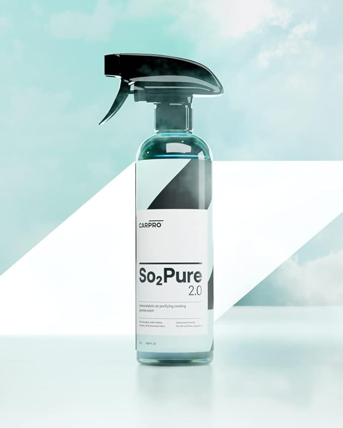 CARPRO SO2Pure 2.0 Odor Eliminator - Neutralize Odors, Cigarette Smoke, Exhaust, Chemical Smell or VOCs, Even Pet Smells from Car Fabric & Plastic, Use on Any Surface, Anywhere - 500mL (17oz)