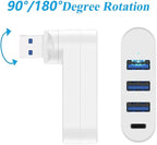 2 Pack 4-in-1 USB 3.0 Hub with Rotation, Multi-Port Adapter with 3 USB Ports and 1 USB C Port, High-Speed Data USB 3.0 Hub Compatible with Laptop/Table/Cellphone/Keyboard/Printer/MacBook