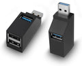 3 Ports USB Hub,USB Male to Female Expansion Adapter 2 Pcs 90 Degree Splitter 1 USB 3.0 and 2 USB 2.0 Port Portable Powered Data for Connecting Mobile Hard Disk, U Disk, Camera, Mouse,etc
