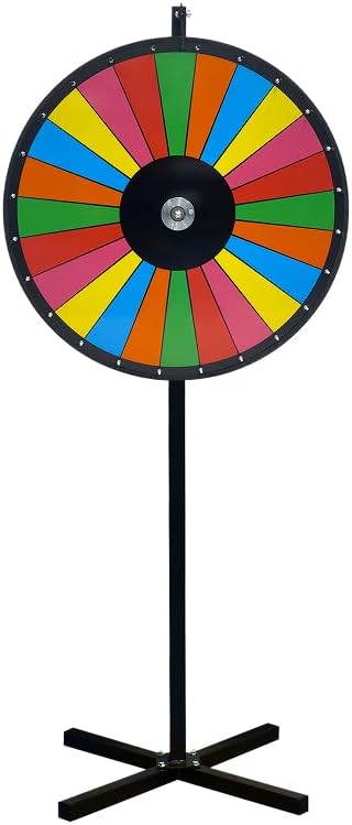Retro Color Floor Stand Dry Erase Prize Wheel – 30” Spinning Wheel Game, Vibrant 14 Sections, Durable Wood, Trade Show Raffle & Event – Made in USA