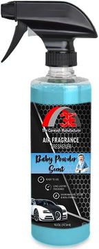 3E Car Air Freshener Premium Baby Powder Scent 16 fl oz – Professional Automotive Air Freshener & Odor Eliminator, Long-Lasting Interior Fragrance for Cars, Trucks, SUVs, RV, Home & Office