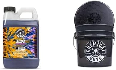 Chemical Guys CWS21264BB Basic Car Wash & Bucket Bundle - HydroSuds Ceramic SiO2 Shine High Foaming Car Wash Soap, 64 oz, Berry Scent + Heavy Duty Smoked Obsidian Black Detailing Bucket (2 Items)