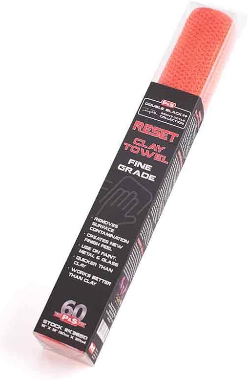 P&S Reset Clay Decontamination Towel – Fine Grade Clay Towel for Car Paint, Removes Fallout, Overspray & Rail Dust, Enhances Gloss & Sealant Bond, 12" x 12