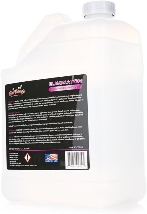 CarCandy Eliminator - Iron and Decon Remover; pH-neutral formula; Safe on All Exterior Surfaces and Wheel Types - 1 Gallon