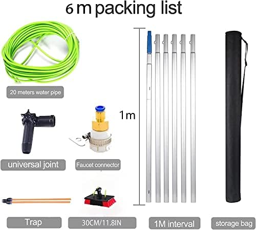 39ft Telescopic Window Cleaning Brush with Squeegee - Water Fed Extendable Pole for Solar Panel Conservatory Roof and Roof Cleaning - 30cm Professional Cleaner Tool