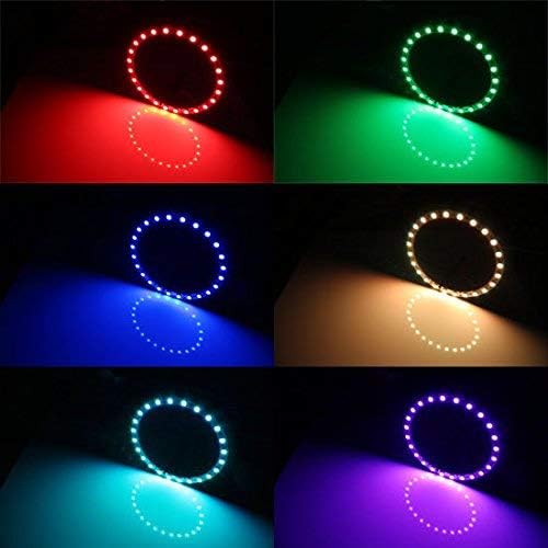 iJDMTOY 7-Color RGB LED Halo Ring Lighting Kit Compatible with 2015-2023 Ford Mustang Projector Front Road Illuminating Light Retrofit w/Adjustable Setting