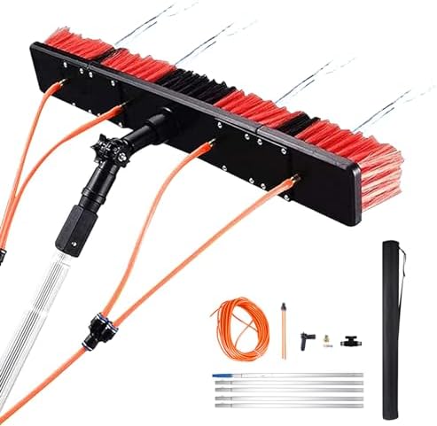 Teles Window Cleaner Kit - Extendable 3-12m Pole with Adjustable Brush Head & 55cm Cleaning Brush for Solar Panels, Conservatories & Roofs - Water Fed System