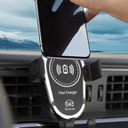 15W Fast Wireless Car Charger, Phone Holder, Auto-Clamping Air Vent Phone Charger for Car (Black)
