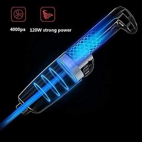 JYYBN Car Portable Vacuum Cleaner, Wet and Dry Vacuum Cleaner, Handheld Rechargeable Lithium Vacuum Cleaner for Cleaning Car Interior (Color : Silver)