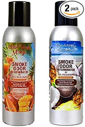 Tobacco Outlet Products Tropical Two Pack - Maui Wowie Mango and Pineapple Coconut Smoke Odor Exterminator 7oz Spray (1 of Each)