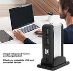 USB 7‑Port Hub Multi USB Port Expander Fast Data Transfer USB Splitter HighSpeed Extender with Power Supply 100‑240V for Laptop Desktop Computers Notebooks (US Plug)