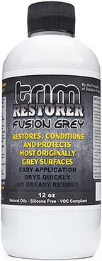 Solution Finish - Fusion Grey Trim Restorer - Restores Faded Grey Plastic Exterior Trim to Like-New Finish - No-Wet Matte Finish, Silicone-Free - 12 oz