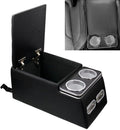 Center Console Organizer with Cup Holder & Padded Top Lid fit for Truck & Car & Van& Bench Consoles Central Armrest Box Back Seat Storage Box Black