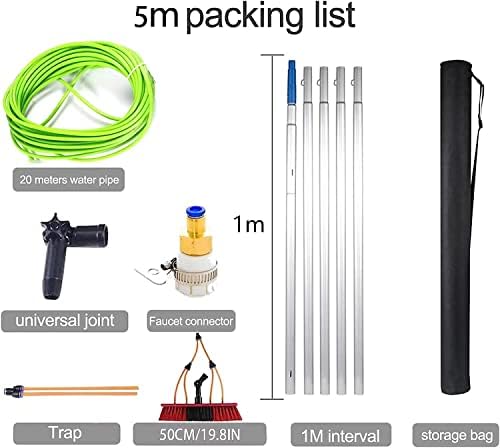 Telescopic Glass Cleaning Brush - 5-12m Extendable Pole for Solar Panel Window and Truck Cleaning - 50cm Brush Head for Efficient Glass Wall Washing