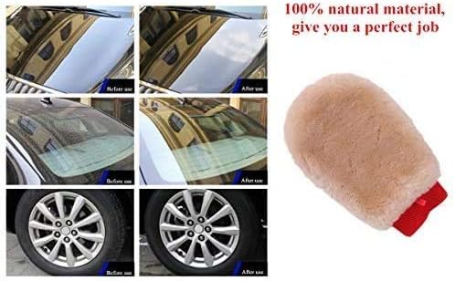 OKAYDA Natural Lambskin Wool Car Wash Mitt Extra Large Size Scratch-Free Sheepskin Wash Mitt
