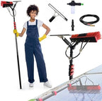 Telescopic Window Cleaning Brush 3.6-10.8m Water-Fed Kit Squeegee & Soap Dispenser Ideal for Home & Car Cleaning Extendable Pole for Effortless Reach