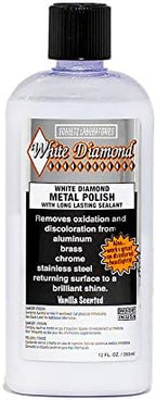 White Diamond Mirror Finish Polishing Pack - Long Lasting Metal Polish & Sealant, Diamond Coat Graphene Ceramic Spray, 2 Microfiber Towels, 2 Polyester Application Pads, 2 Terry Clothes