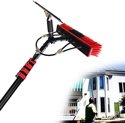 39ft Telescopic Window Cleaning Brush with Squeegee - Water Fed Extendable Pole for Solar Panel and Conservatory Roof Cleaning 30cm Brush Head Efficient Cleaning Tool