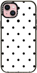 CASETiFY Impact Case for iPhone 15 Plus [8.2ft 4X Military Grade Drop Protection/Compatible with Magsafe] - Classic Dottie - Blank Slate - Clear Black