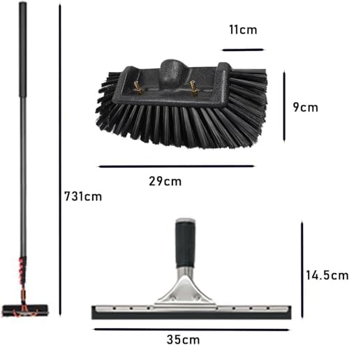 Telescopic Window Cleaning Pole with 50cm Brush Head, 9m Retractable Water Supply Kit for Solar Panel & Home Cleaning, Efficient Extendable Cleaning Tool