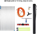 Telescopic Window Cleaning Brush with Squeegee - 8m Water Fed Pole for Efficient Solar Panel & Photovoltaic Cleaning - 50cm Durable Brush Head
