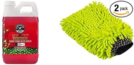 Chemical Guys CWS20864M Car Wash Starter Bundle - Watermelon Snow Foam Car Wash Soap, 64 oz (Half Gallon) Watermelon Scent + Chenille Wash Mitt (2 Items) Works on Cars, Trucks, SUVs, RVs & More
