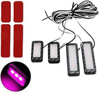 Automotive Door Handle Lights,12V 4pcs LED Interior Lights Multicolor Universal Fit for Car Interior Atmosphere Light (Pink)
