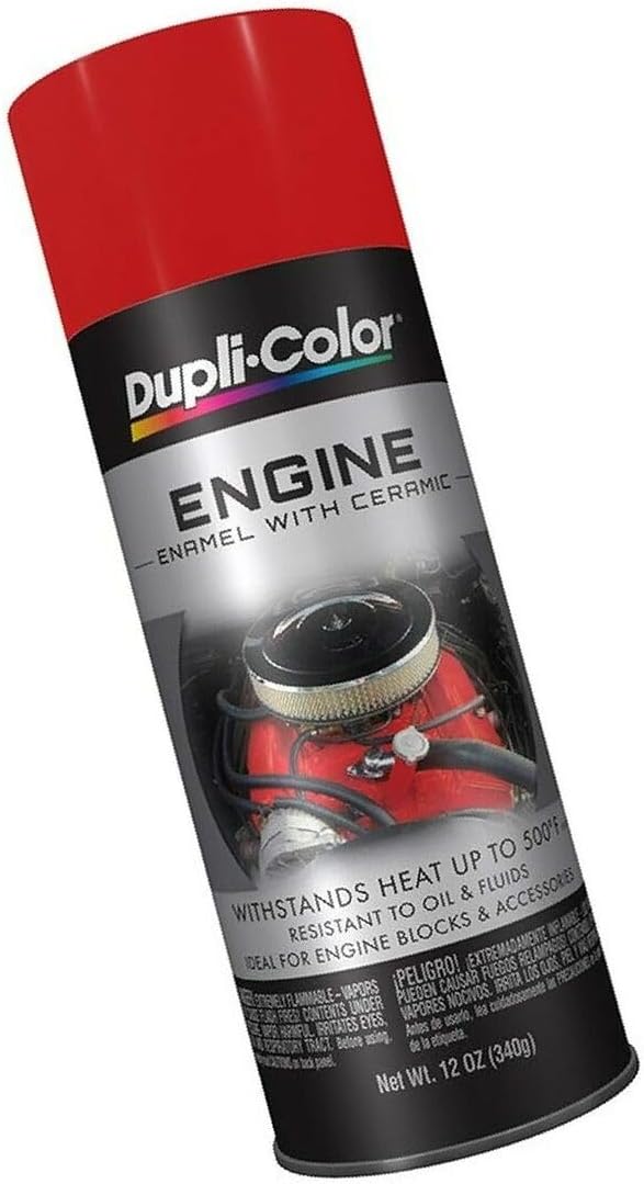 Dupli-Color DE1653 Engine Enamel Spray Paint with Ceramic - Red - 12 oz Aerosol Can