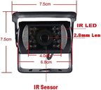 Vehicle Backup Camera and 9 inch Screen Monitor Kit + IR Night Vision Reverse Rear View Parking Camera System with 4 Pin 15m Cable for Bus RV Truck Trailer Camper Motorhome