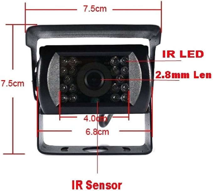 Vehicle Backup Camera and 9 inch Screen Monitor Kit + IR Night Vision Reverse Rear View Parking Camera System with 4 Pin 15m Cable for Bus RV Truck Trailer Camper Motorhome