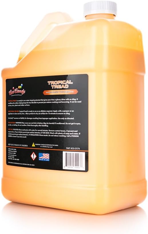 CarCandy - Tropical Tread Water-Based Tire Dressing - Conditions & Protects Rubber to Prevent Cracking & Browning – Safe for Tires, Trim, Plastic & Rubber – Ready to Use (1 Gallon)