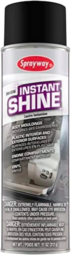 Sprayway SW936-12PK Aerosol Instant Shine Vinyl Cleaner and Protectant, 11 oz, Pack of 12, White