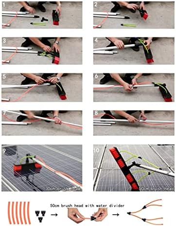 Extendable Window Cleaning Pole with 30cm Water Fed Brush - 6M Reach for Roofs, Solar Panels, Trucks & High Windows - Ideal for Professional Cleaning & Home Use