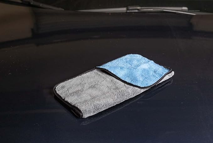 Maxshine 16" x 24" Blue & Grey 600GSM Ultimate Crazy 2C Microfiber Towel – Ultra-Soft & Absorbent – Premium Scratch-Free Towel for Car Detailing, Drying & Polishing