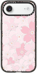 CASETiFY Impact iPhone Air Case [Slim/Compatible with Magsafe / 8.2 ft. 4X Military Grade Drop Protection] - Pink Sakura Bloom - Clear Black