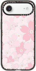 CASETiFY Impact iPhone Air Case [Slim/Compatible with Magsafe / 8.2 ft. 4X Military Grade Drop Protection] - Pink Sakura Bloom - Clear Black