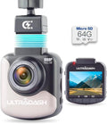 Dash Cam UltraDash C1 + 64GB High Endurance Micro SD Card Bundle - Magnetic Charging Mount, HDR High-end Night Image Sensor, F1.8 140 Degree Wide Angle Lens, G-Sensor, 2" LCD, Super Capacitor