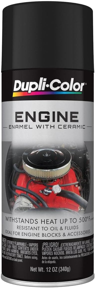Dupli-Color DE1654 Engine Enamel Spray Paint with Ceramic - Flat Black - 12 oz Aerosol Can
