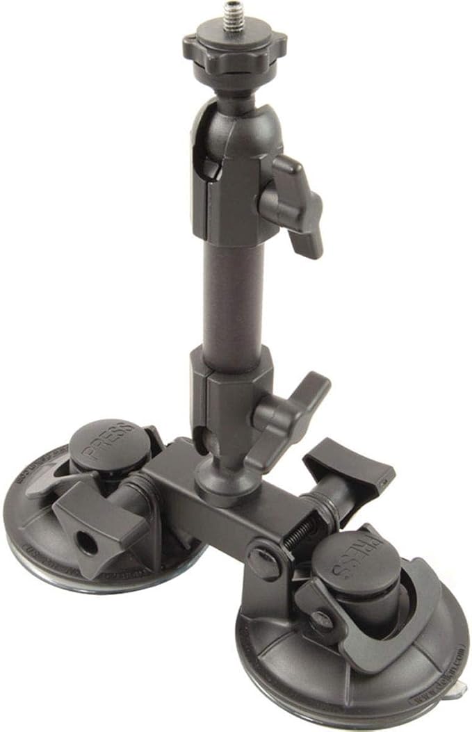 Delkin Devices Fat Gecko Dual Suction Camera Mount - Powerful Suction Cup Camera Mount for Car, Motorcycle, Desk, Window | Secure and Adjustable Action Camera Holder for Video Recording