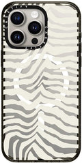 CASETiFY Impact Case for iPhone 15 Pro Max [8.2ft 4X Military Grade Drop Protection/Compatible with Magsafe] - Zebra Stripe - Clear Black
