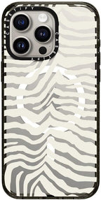 CASETiFY Impact Case for iPhone 15 Pro Max [8.2ft 4X Military Grade Drop Protection/Compatible with Magsafe] - Zebra Stripe - Clear Black