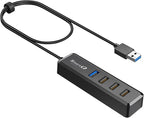 SmartQ 4-Port Hub - 1 USB 3.0 + 3 USB 2.0 Ports for MacBook, Mac Pro, Mac mini, iMac, Surface Pro, XPS, PC, Flash Drive, Mobile HDD, Laptop Extension Cable