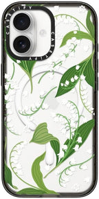 CASETiFY Impact iPhone 17 Case [Slim/Compatible with Magsafe / 8.2 ft. 4X Military Grade Drop Protection] - Lily of The Valley - Clear Black