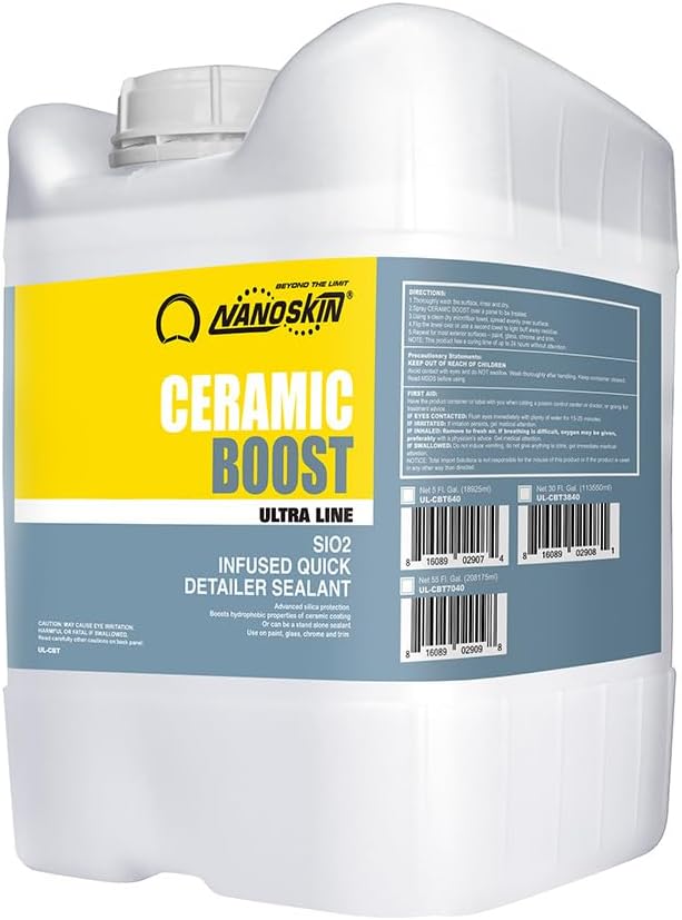Nanoskin Ultra Line CERAMIC BOOST 5 Gallons –DIY Ceramic SiO2 Spray Sealant for Finishes and Ceramic Coatings | Proprietary (Nano SiO2) Formula | Cars, Trucks, Boats, Bikes, ATV, RV, Glass