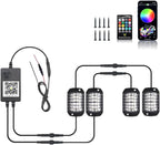 RGB LED Rock Lights Kit, 4 pods Underglow Multicolor Neon Light Pod with Bluetooth App Control Flashing Music Mode Wheel Well Light for Truck ATV UTV RZR SUV