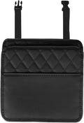 ZIMISI Car Back Seat Organizer, Waterproof Leather Automotive Backseat Hanging Bag with Cup Holders, Large Capacity Car Trash Can, Vehicle Travel Accessories for Most Vehicles (1PC/Black)