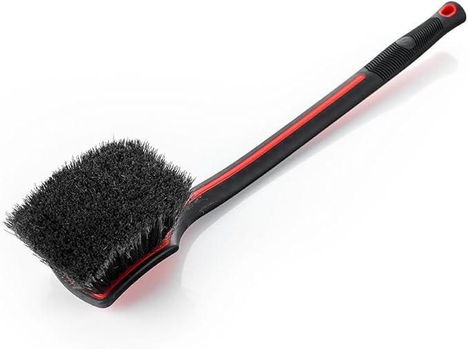 Detail Factory - Fender Well Brush - Ergonomic ProGrip Handle, Stiff Synthetic Bristles, Ergonomic Design, Clean Your Wheel Wells with Ease - Red