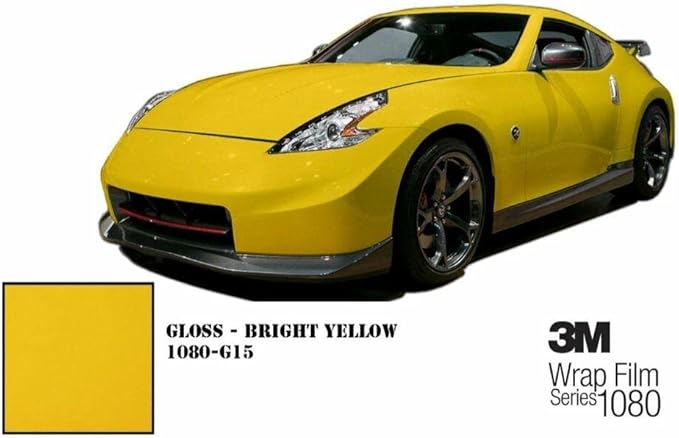 3M Car Wrap Roll 2080 Gloss Bright Yellow | G15 | (5ft x 15ft (75 Sq/ft)) | Automotive Vinyl Wrap for Cars - Car Interior Wrap & Exterior | w/Free Instawraps Pro Glove