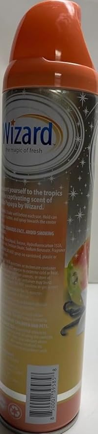 Wizard The Magic of Fresh | Odor Neutralizer & Air Freshener - 10 Oz. Vanilla papaya (Pack of 4) (Packaging May Vary)
