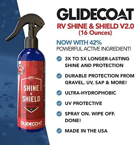 Glidecoat RV Shine & Shield V2.0 - RV Spray Wax Silica Coating | Better than RV Wax | | RV Wax and Polish | RV Roof Protectant | Spray Wax for RVs | Protect all RV, Boats, Cars + More | 16oz